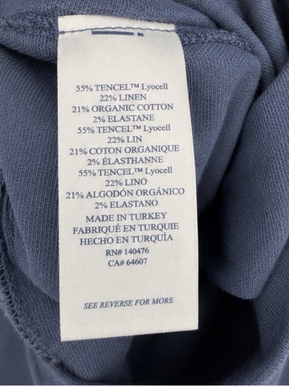 Faherty Arlie Pull On Tencel Linen Organic Cotton Pants Blue Gray Size L - Picture 5 of 5